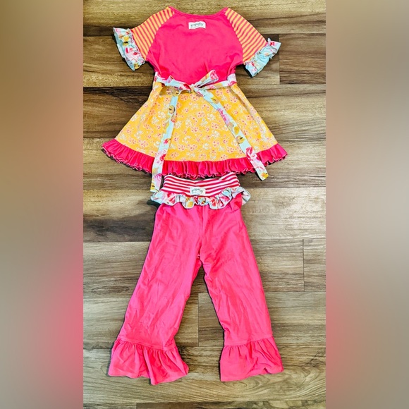 Persnickety Pink and Yellow Girls Cotton Play Set Size 6 - Picture 2 of 4